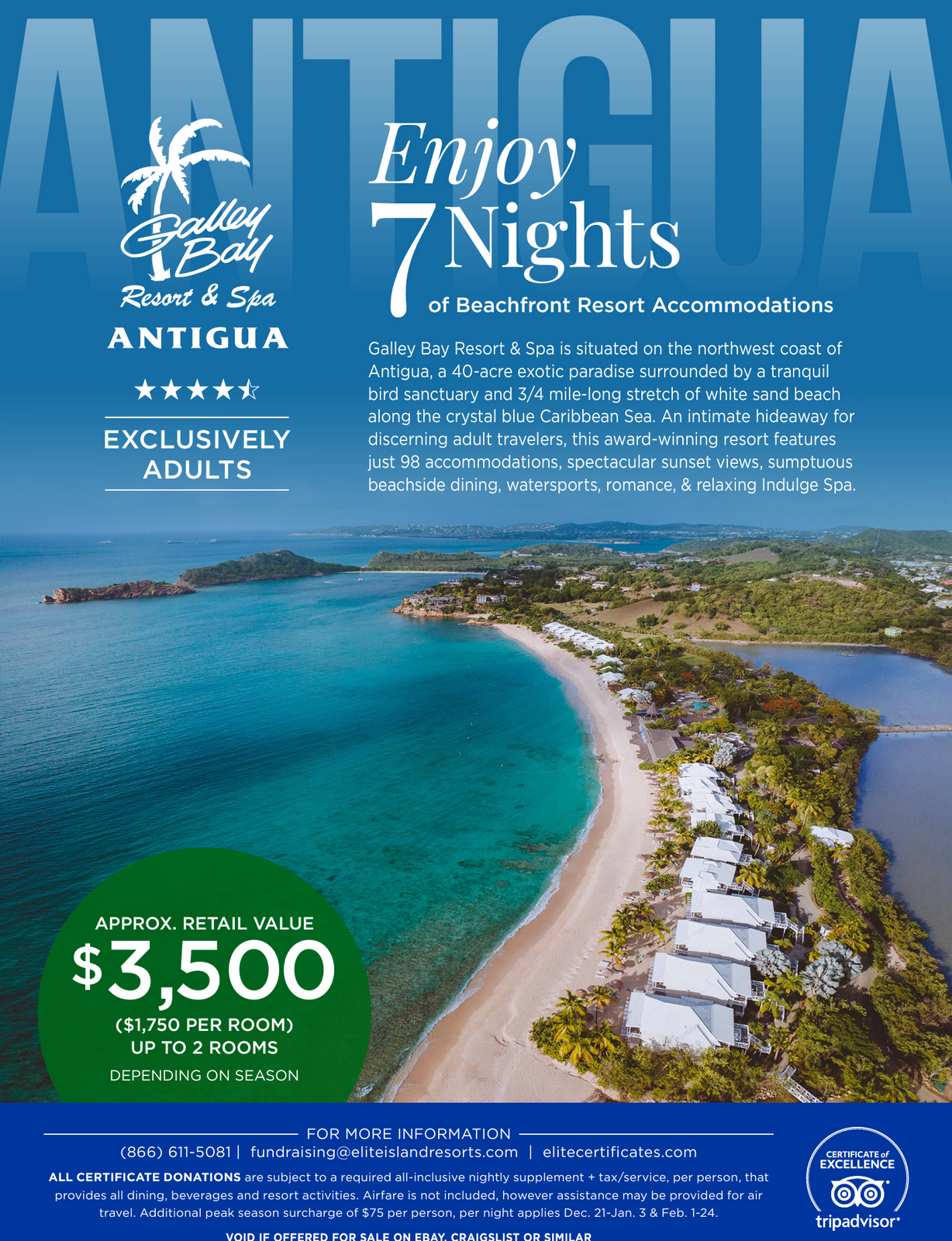 Galley Bay Resort & Spa Antiqua - All Inclusive, Exclusively Adults -  Mariner Sands Charity Week Auction